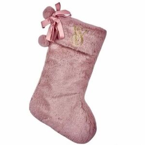 Victoria’s Secret Stocking Christmas Holiday Faux Fur Mauve Pink